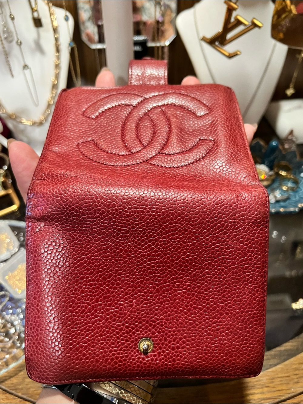 Authentic CHANEL Red Caviar CC Bifold Wallet - Picture 12 of 16